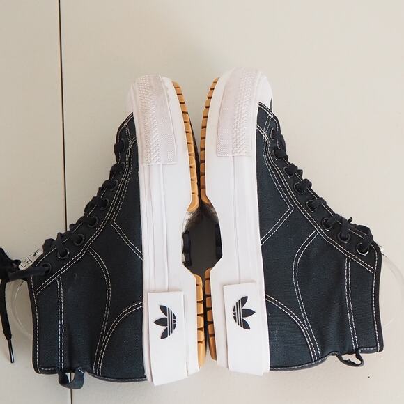 Adidas Nizza Trex Black and White Platform High Top Canvas Sneakers Women's 8.5 - Picture 7 of 11